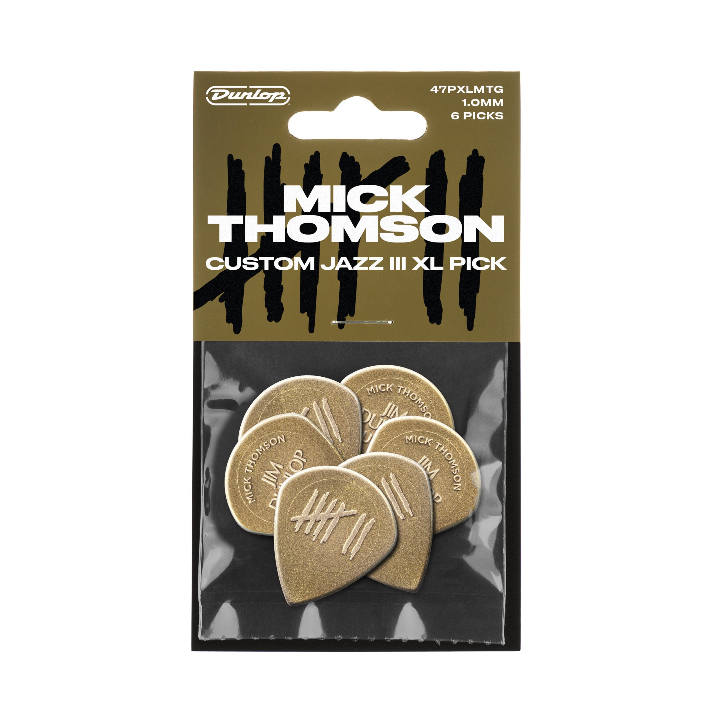 JIM DUNLOP | JPMTJXL | MICK THOMSON CUSTOM “JAZZ III” XL Guitar picks. Player’s Pack. JIM DUNLOP | JPMTJXL | MICK THOMSON CUSTOM “JAZZ III” XL Guitar picks. Player’s Pack.